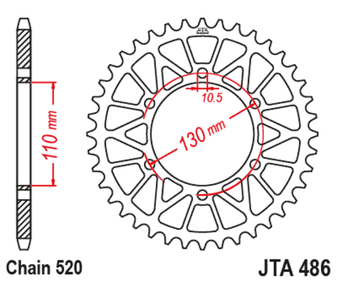 Звезда ведомая алюминиевая JTA486 42BLK