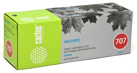 Картридж лазерный Cactus CS-C707C 707 C голубой (2000стр.) для Canon LBP-5000