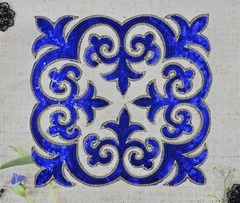 Термоаппликация орнамент, р. 27см х 27см, тёмный электрик