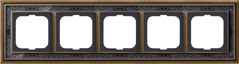 Рамка на 5 постов. Цвет Латунь античная, чёрная роспись. ABB(АББ). Dynasty(Династия). 1754-0-4599