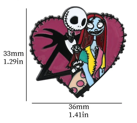 Кошмар перед Рождеством значок металлический Джек Скеллингтон Салли