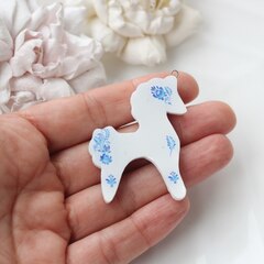 Подвеска Лошадка, гжель, 50*40 мм, S005