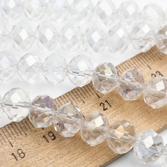 Бусины рондель с огранкой, стекло, цвет прозрачный, размер около 7,7*9,7 мм, цена за 24-25 шт (1/2 нити)