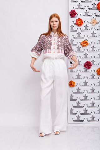 IVI Блуза льняная в геометрический узор