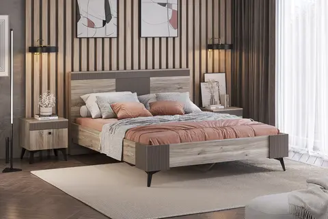 Кровать Кассандра 1.6 м дуб смоки / серый
