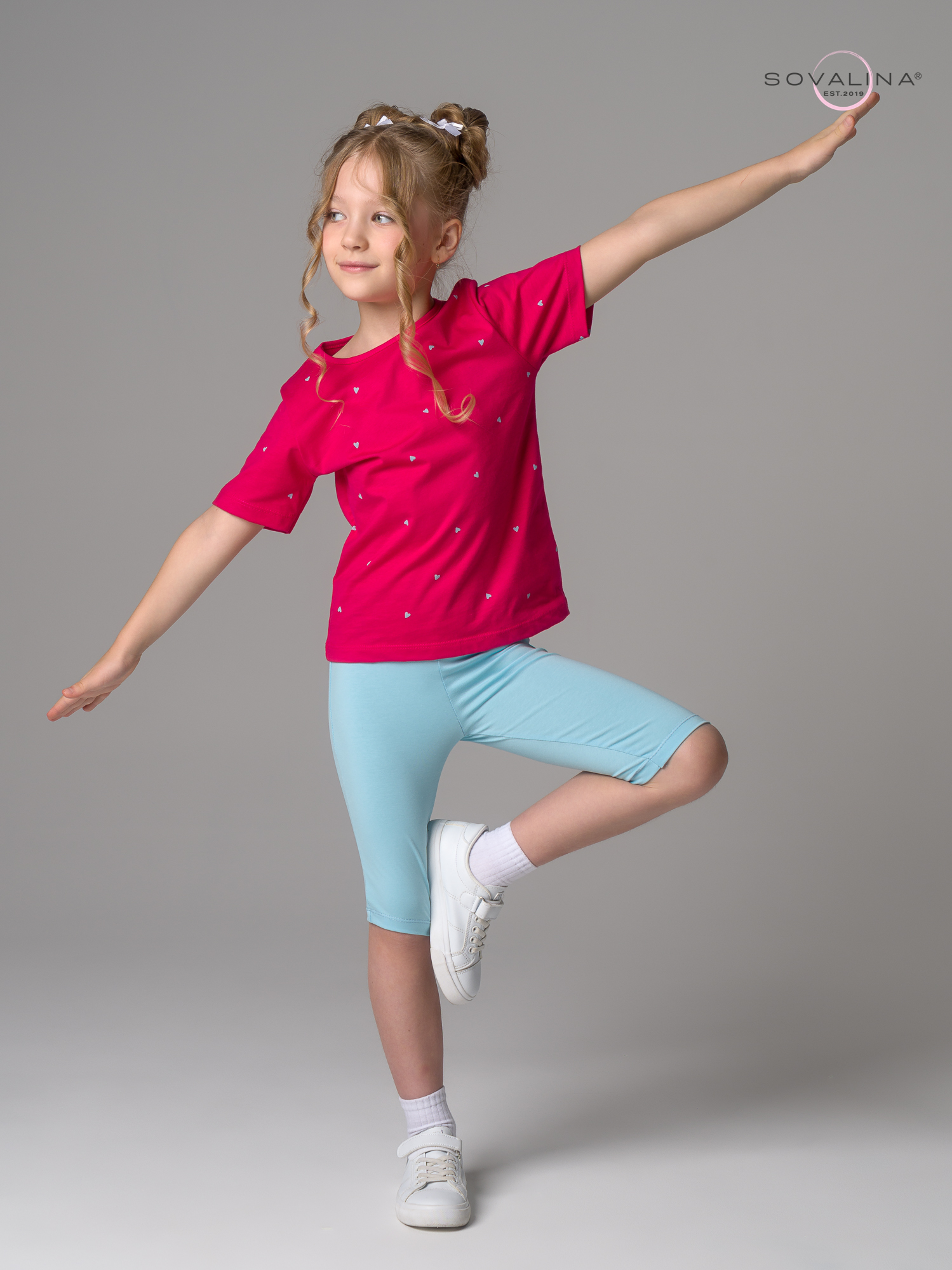 Костюм Актив сердечки малина-голубой