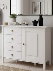 Комод, 103х43х79, Боцен, с ящиками, для одежды и игрушек, под телевизор, из массива дерева, белый