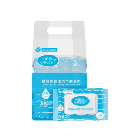 (0.2 PV) CARICH Изысканные высококачественные очищающие салфетки, безопасные для кожи (60 доз * 4 упаковки)