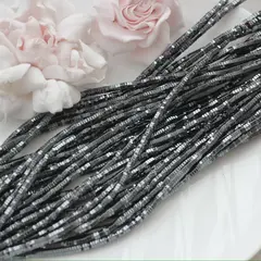 Гематин гематит, шестигранные бусины, 3*1 мм, чёрный, 1 нить, ГМ098