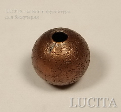 Бусина металлическая "Сахарный шарик" 8 мм (цвет - античная медь), 10 штук ()