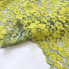 Ткань  кружево кордовое цвет желтый голубой фон 3293