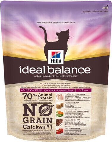 купить Hill's™ Ideal Balance™ Feline Adult with Chicken & Potato сухой беззерновой корм для кошек с курицей и картошкой  300 грамм