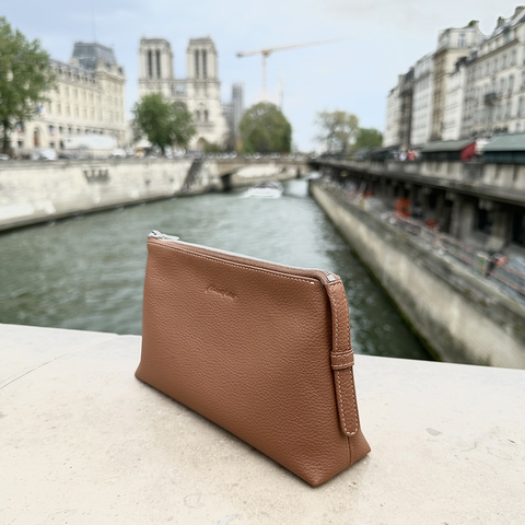 Косметичка Comete из кожи теленка, цвета карамель