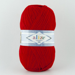 ALIZE "LANAGOLD 800", 49% шерсть, 51% акрил, 100 гр, 800 м, 56 красный