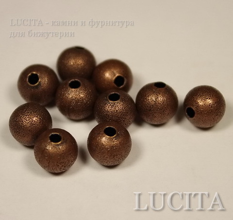 Бусина металлическая "Сахарный шарик" 8 мм (цвет - античная медь), 10 штук ()