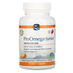 Nordic Naturals, ProOmega Junior, клубничный вкус, 500 мг, 90 мягких таблеток