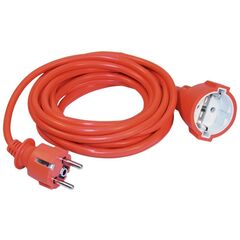 Шнур с вилкой и розеткой, IEK, УШ-01РВ, ПВС, 3 жилы, 1 мм2, 20 м, оранж, 2P+PE, WUP10-20-K09-N