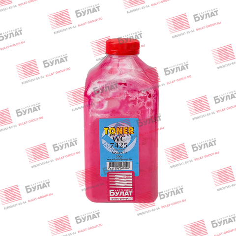 Тонер БУЛАТ (тонер+девелопер) Magenta для Xerox WorkCentre 7425, 7525, 7830 (Пурпурный, банка 300г)