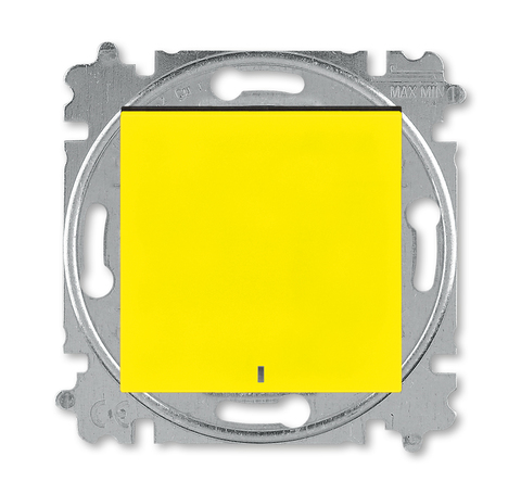 Выключатель/переключатель одноклавишный с ориентационной подсветкой LED белого цвета на 2 направления(проходной). Цвет Жёлтый / дымчатый чёрный. ABB. Levit(Левит). 2CHH590646A6064