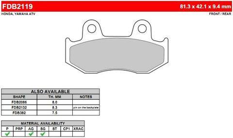 FDB2119SG Тормозные колодки дисковые MOTO, блистер 2 шт