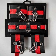 Набор из черной кожи с красным ремнем