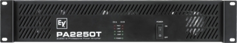 Electro-Voice PA 2250T инсталляционный усилитель, 2 x 250 Вт @ 4 Ом, 70/100В, 125 Вт @ 8 Ом, вес 23,5 кг, 2U