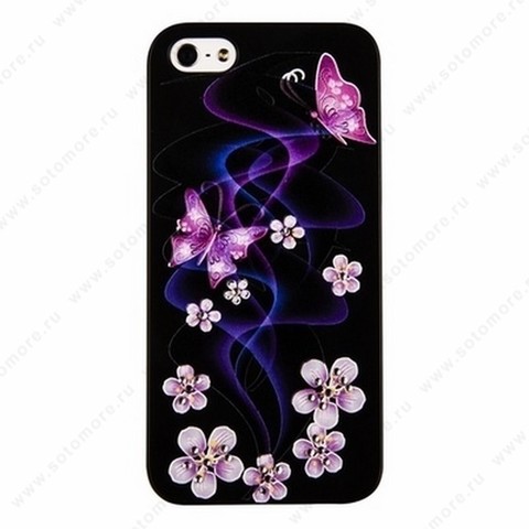Накладка матовая для iPhone SE/ 5s/ 5C/ 5 рисунки со стразами вид 43