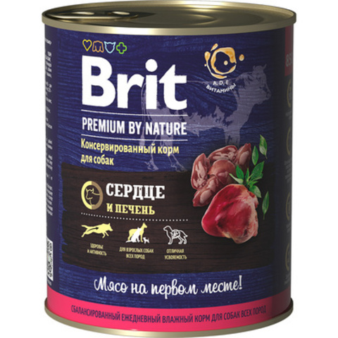 Brit Premium by Nature консервы для собак (сердце и печень) 850г