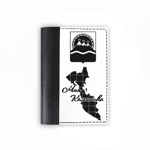 Обложка на паспорт комбинированная "Моя Камчатка", черная