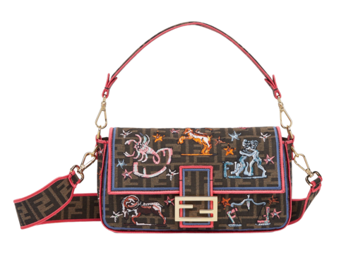 Сумка Fendi из ткани FF с вышивкой Astrology коричневый