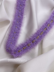 Тесьма пушистая фиолетовая с золотой косичкой