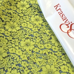 Ткань  кружево кордовое цвет желтый голубой фон 3293