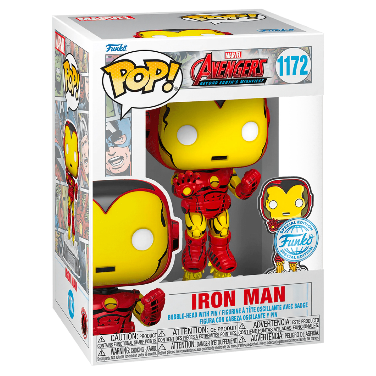 Funko POP! Marvel Avengers 60th: Comic Iron Man w/Pin (Exc) (1172