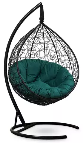 Подвесное кресло SEVILLA VERDE VELOUR черное, зеленая подушка (Laura Outdoor)
