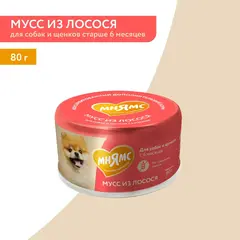 Мнямс влажный корм для собак и щенков старше 6 месяцев мусс из лосося 80 гр