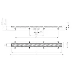 Трап линейный для пола, нижний слив MCH CH650/S40K1