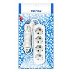 Удлинитель бытовой 4 гн, 3 м, ПВС, 3х1 мм2, с/з, Smartbuy, SBE-16-4-03-Z