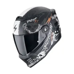 Мотошлем Scorpion EXO Covert-FX Skullz, чёрный матовый/серый/золотой