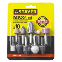 STAYER 10 предм., хвостовик d 3.2 / 6.0 мм, набор абразивных минишарошек-насадок (2989-H10)