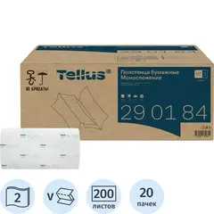 Полотенца бумажные листовые Tellus (Торк/Tork) H3 V-сложение (ZZ) (23х23 см) 2-сл. белые 20 пачек по 200 л (арт. производителя 290184)