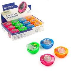 
          Точилка пластиковая Alingar, 2 отверстия, контейнер, ассорти, картонная упаковка(24шт)