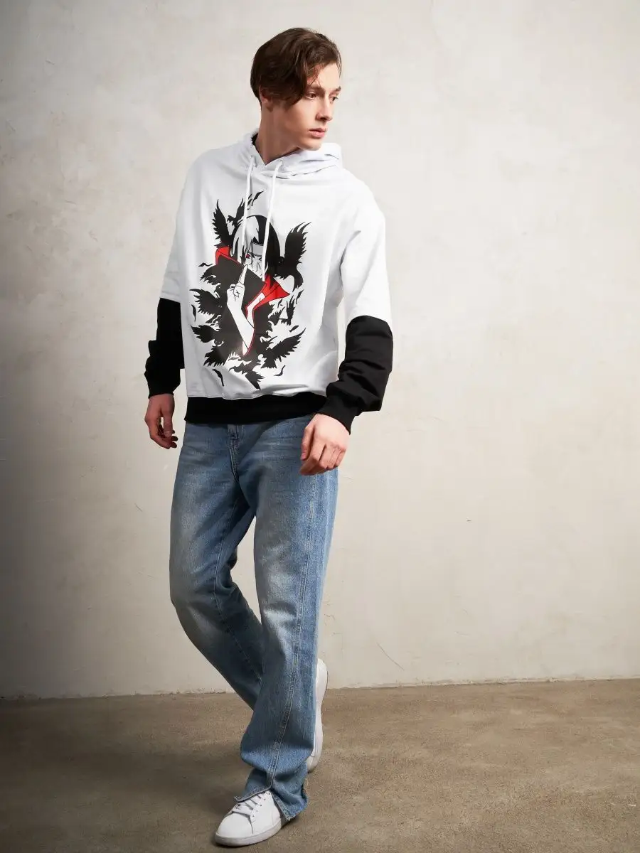 Худи женское мужское оверсайз с принтом аниме с капюшоном