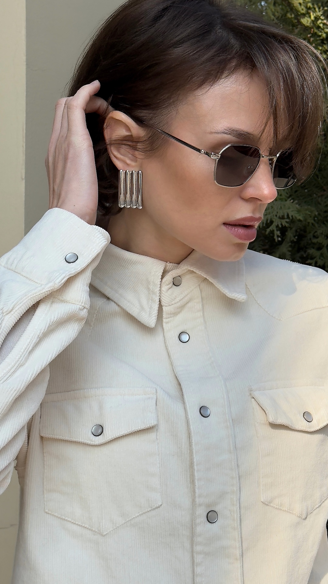 Прямоугольные рифленые серьги