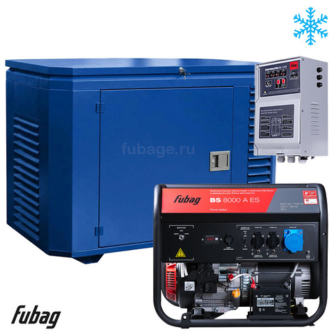 Бензиновый генератор в зимнем кожухе с блоком АВР Fubag BS 8000 A ES/1200SCW RAL 5005