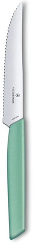 Нож кухонный Victorinox Swiss Modern (6.9006.12W41) стальной столовый для стейка лезв.120мм серрейт. заточка мятный