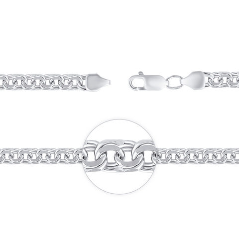 Браслет из серебра, плетение бисмарк