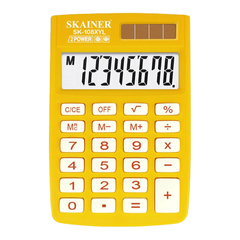 
          Калькулятор карманный SKAINER 8 Bit, LCD, солн. батарея, 8.8*5.8*1 см, желтый