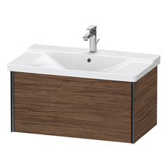 Duravit XViu Тумба подвесная 405x810x469мм, для раковин #233285, 233385, 233485, 1 ящик, цвет: walnut dark/черный матовый XV40160B221 фото