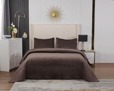 Покрывало 240x260 и 2 наволочки 50х70 Sofi De MarkO Фердинанд кофейное