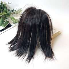 Волосы для кукол, трессы прямые, 25 см*1 метр., глубокий темно-коричневый под черный цвет.